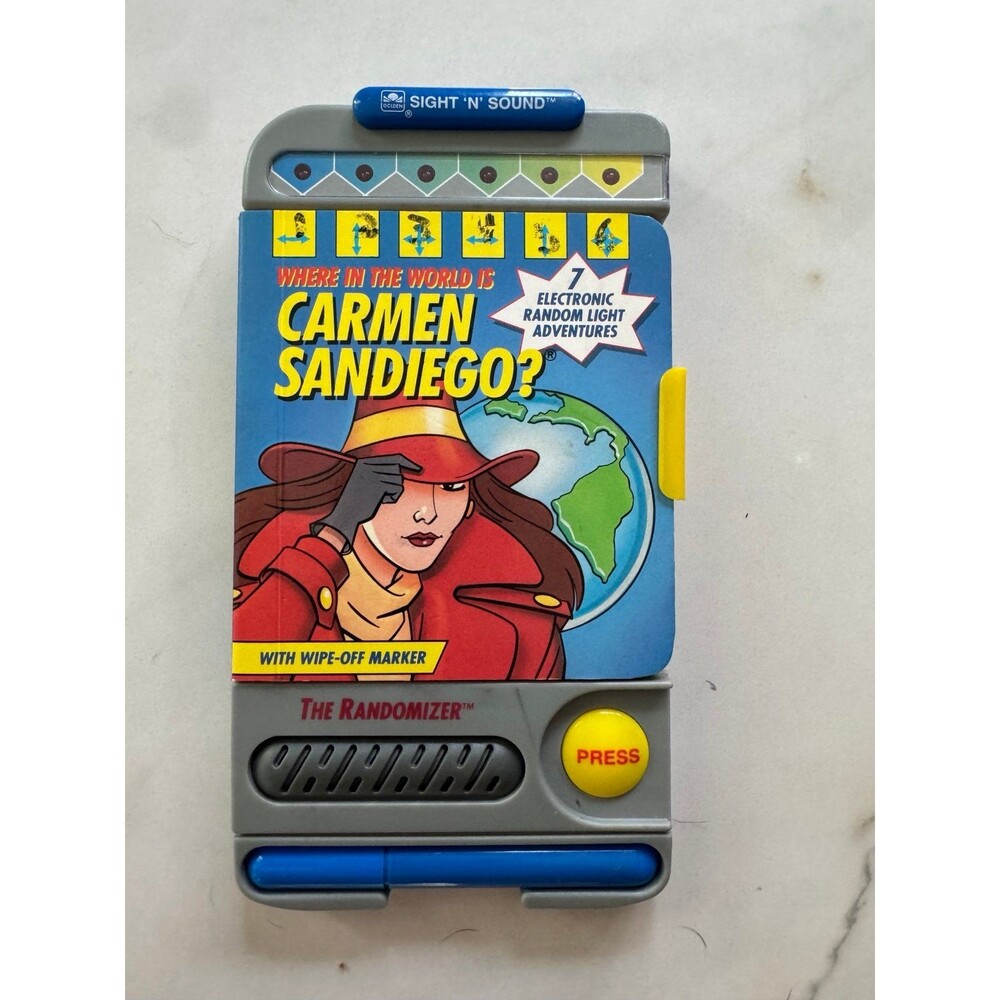 VTG 90s Golden Sight 'N' Sound Where in the World Is Carmen Sandiego Randomizer